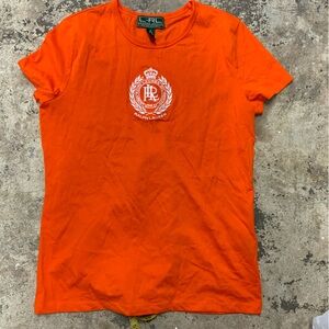Vintage Y2K L-RL Ralph Lauren Orange Baby Tee Shirt - OBO